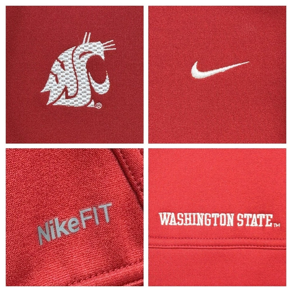 Nike Washington State Cougars Men's S Therma-FIT Full Zip Hoodie Red Gray - Picture 4 of 7